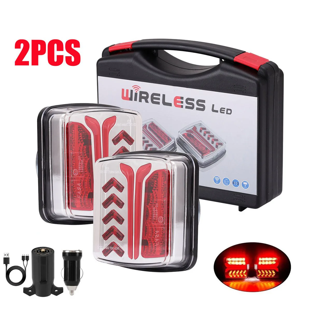 

Magnetic Wireless LED Trailer Rear Taillight Signal Warning Brake Lamp Truck Tail Light For Caravan RV Camper Lorry Truck