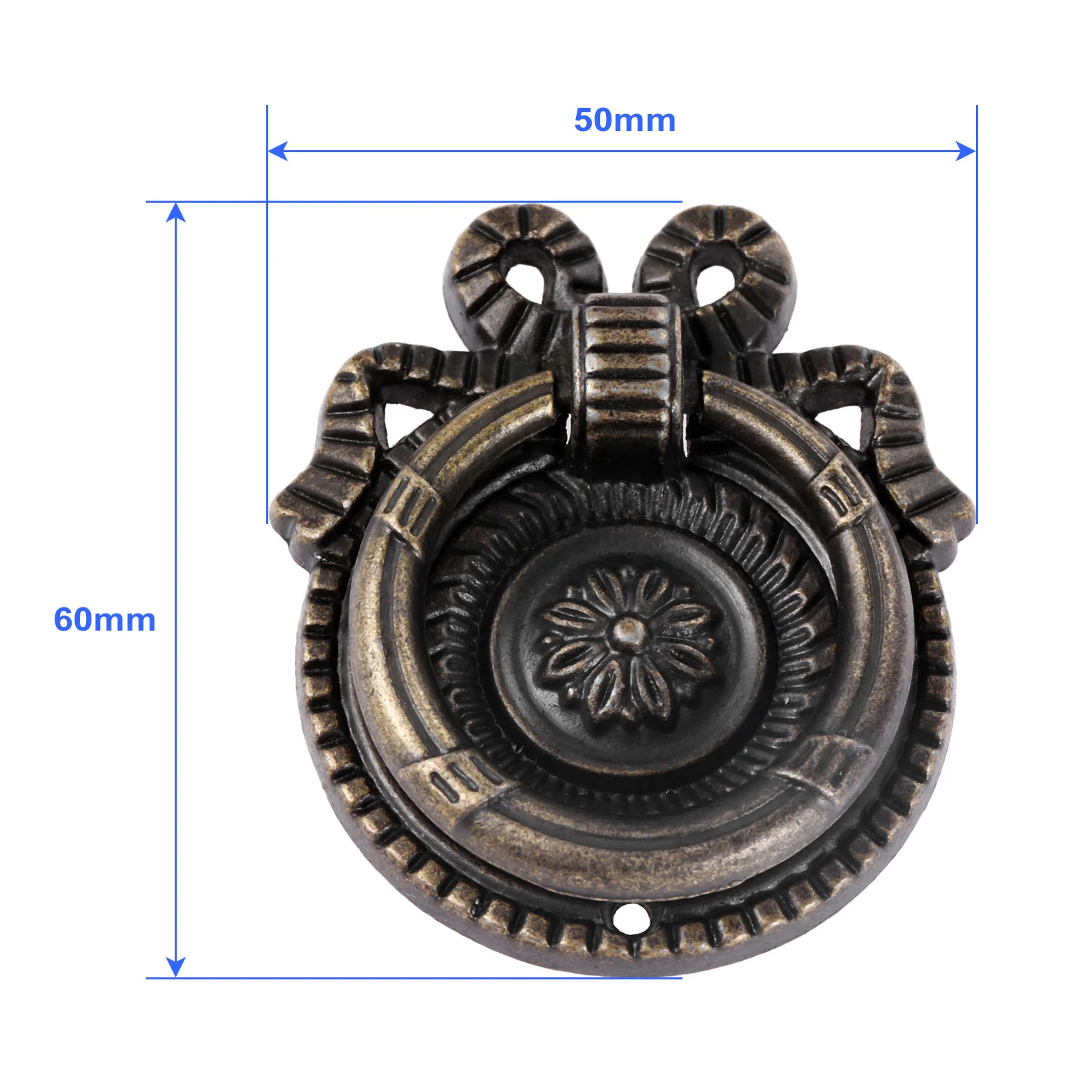 1pc Antique Bronze Single Hole Ring Pull Zinc Alloy Cabinet Door Furniture Knobs Cupboard Kitchen Drawer Handles 60*50mm