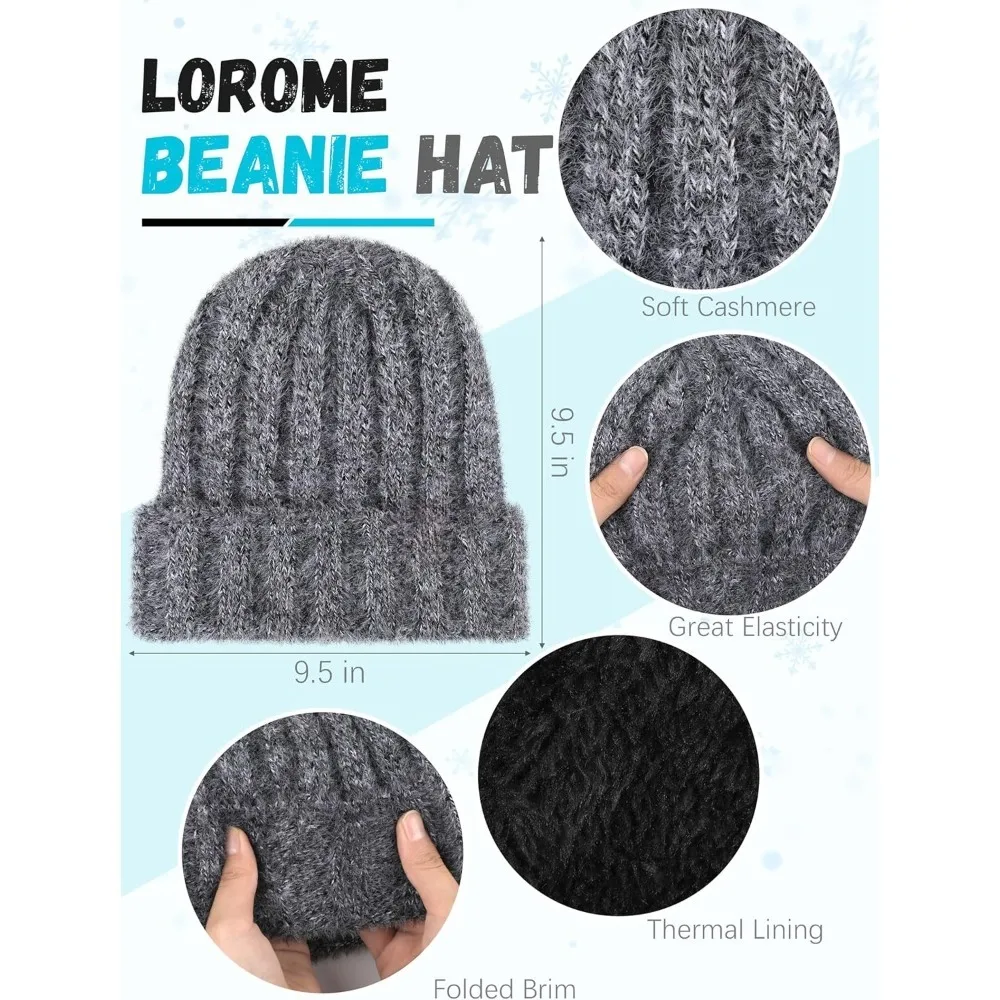 الشتاء قبعة قبعة وشاح قفازات، الدافئة الصوف متماسكة قبعة وشاح طويل الرقبة أدفأ شاشة تعمل باللمس قفازات الشتاء مجموعة هدايا للنساء