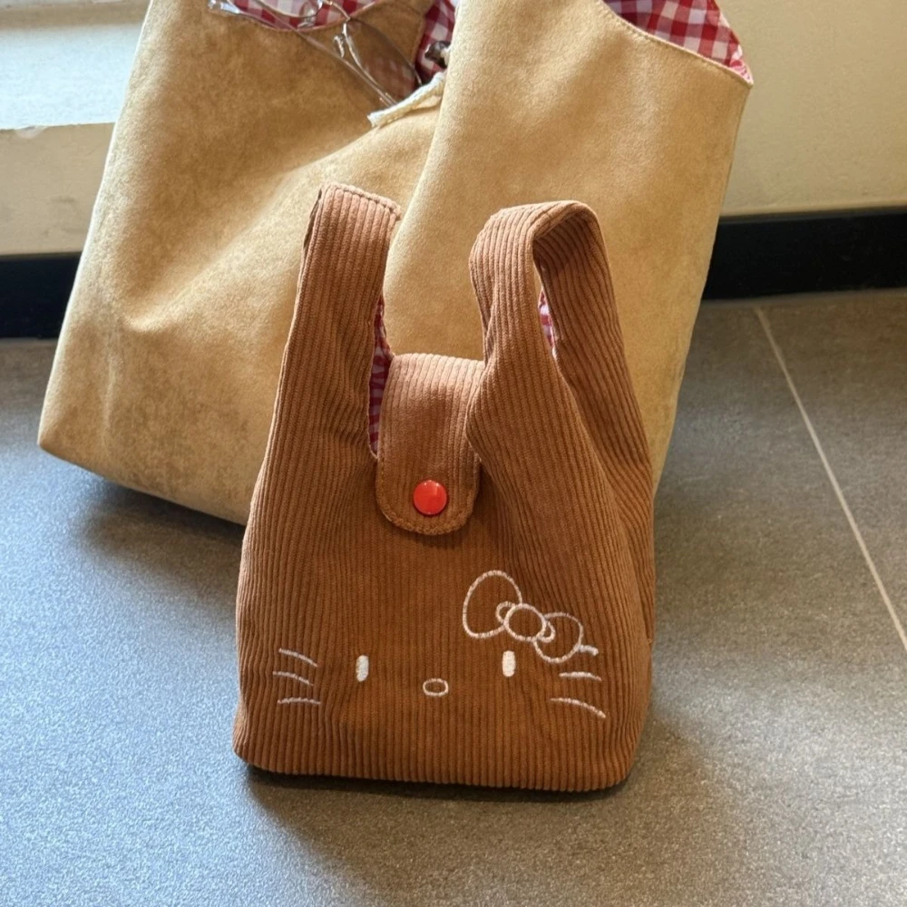 

Cute Hello Kitty Women's Handbags Kawaii Cat Shoulder Bag Student Commuter Tote Bag Cute Embroidered Makeup Commuter Bag