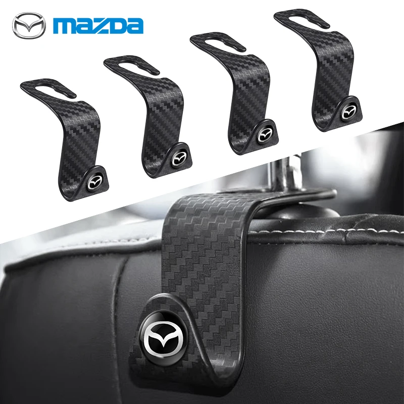 Car Seat Back Hooks Carbon Fiber Auto Rear Hanger Hook For Mazda Atenza Axela Mazda 3 6 BL BM GJ CX3 CX5 KE MX5 Car Accessories