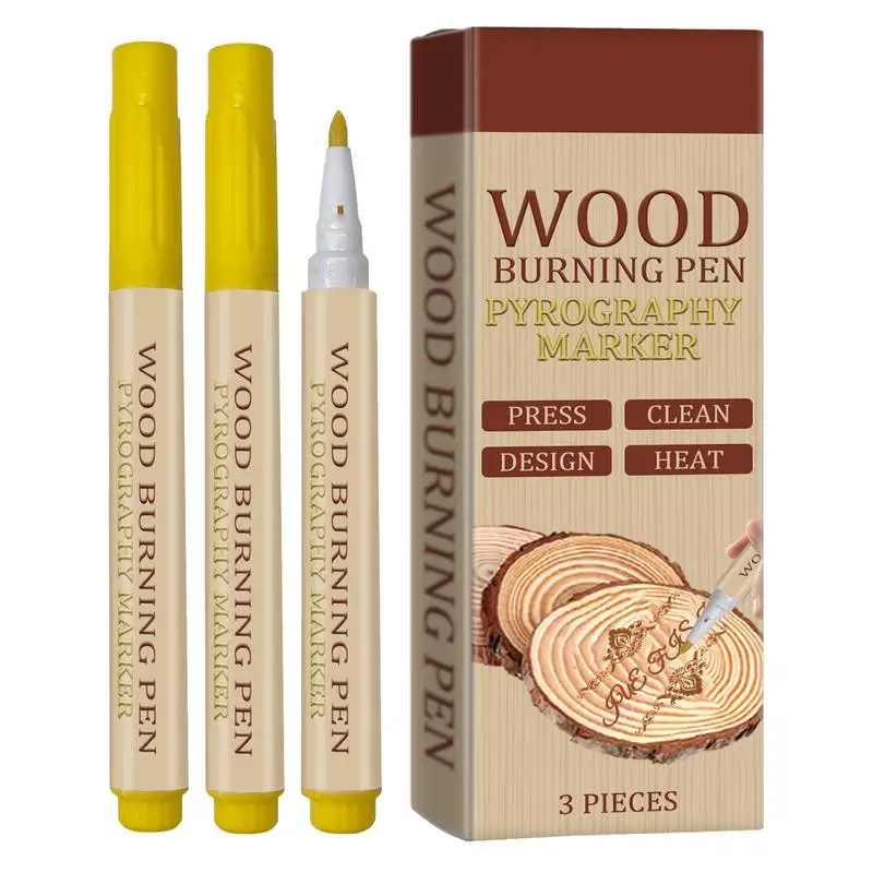 Wood Scorch Pen 3Pcs Wooden Burning Marker Pens Scorch Pen DIY Quick Craft Tool Drawing Wood Burn Marker Pen For Artist Beginner