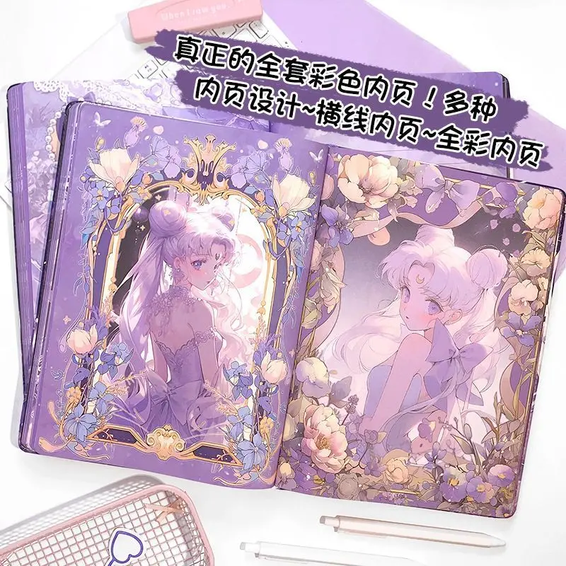 Sailor Moon 16K Notebook Nuovo PU Pelle Pagina a colori Notebook Studente Cartoon Animazione Modello Tsukino Usagi Libro dei conti a mano