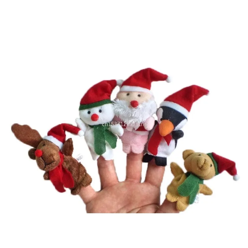 5PCS New Christmas Finger Puppets Toys for Kids Elk Santa Claus Snowman Penguin Character Party Favors Finger Hands Toys