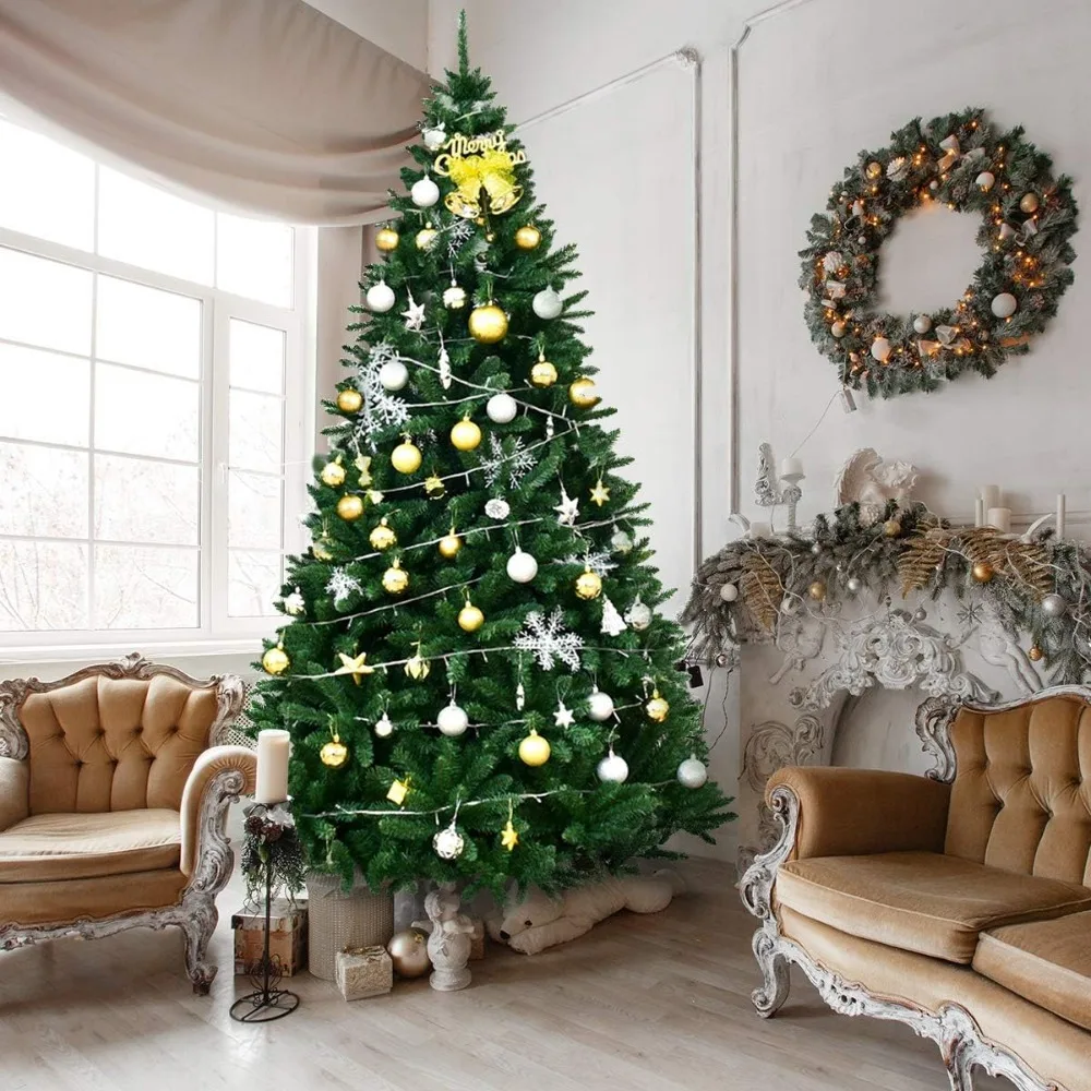 

Christmas Tree Artificial Premium PVC 9ft Tree with Solid Metal Stand, Easy Install, Ideal for Festive Holiday Christmas Trees