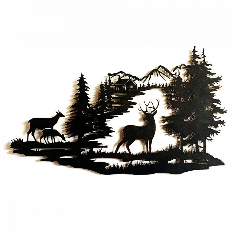 

1Pc Ins Nordic Style Forest Deer Shaped Hanging Decoration Home Living Room Wall Mounted Exquisite Ornament Art Metal Crafts