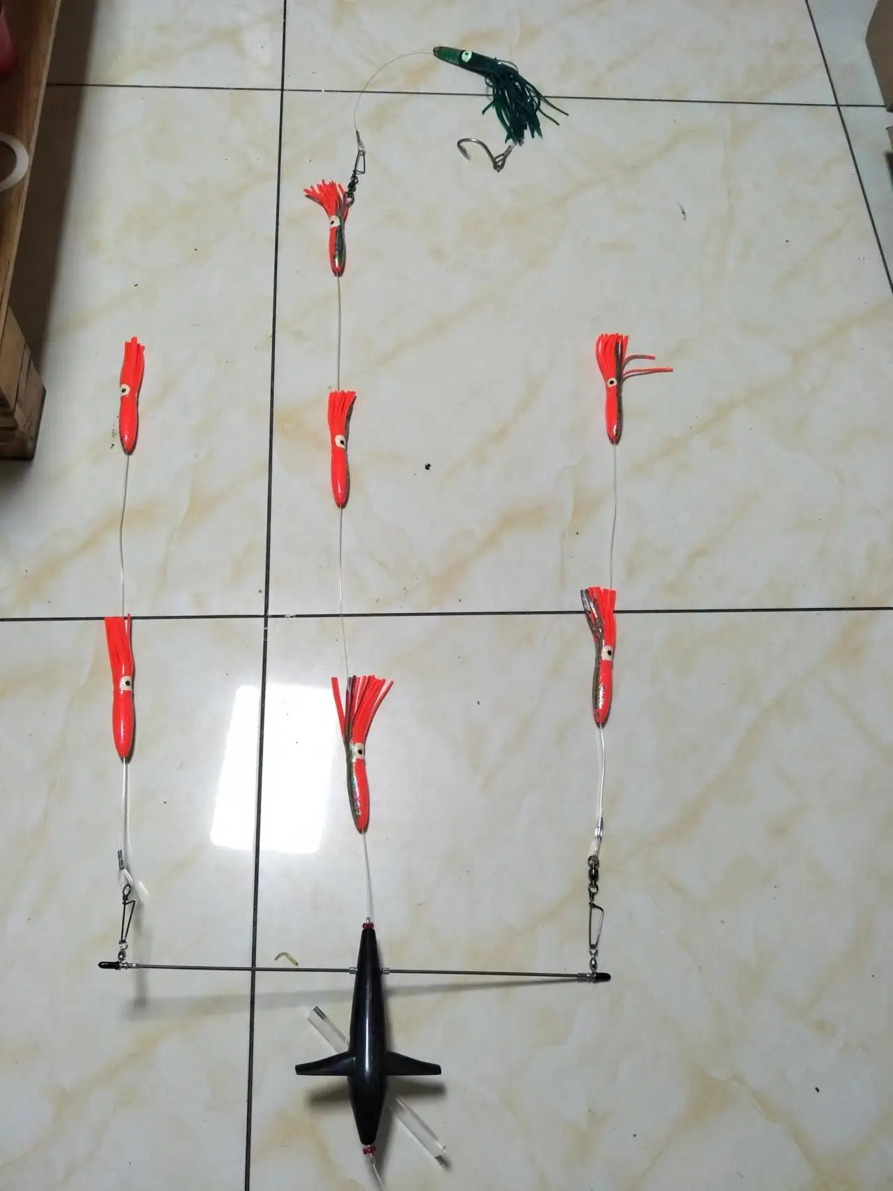 18' Stainless Steel Splashbar Rudder Spreader Bars with 7' Premium Marlin Tuna Teaser Bird and 6' Octopus (Left Direction)