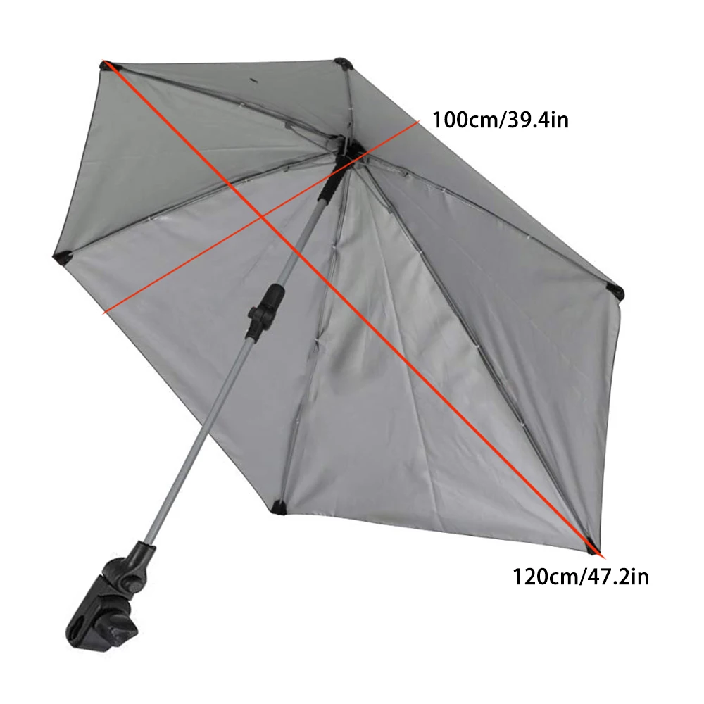 Adjustable Chair Umbrella Clamp-on Umbrella Multi-functional Stroller Umbrella for for Beach Chair Wheelchair Stroller