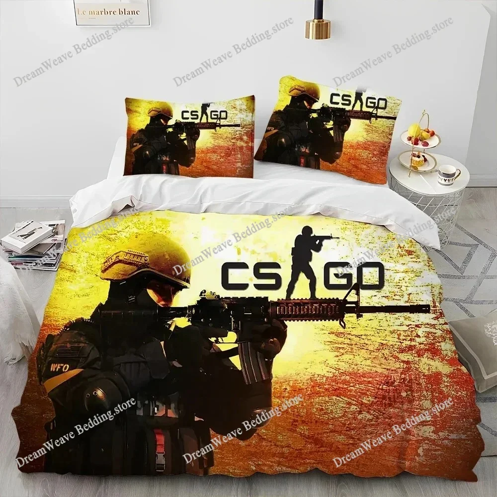 

CS GO,Game Gamer,Counter Strike Comforter Bedding Set,Duvet Cover Bed Set Quilt Cover Pillowcase,king Queen Size Bedding Set Boy