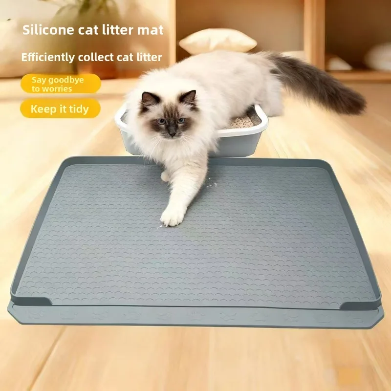 Silicone Cat Rubbing Foot Pad, Anti-take-out Cat Litter Pad, Wear-resistant, Scratch-resistant and Easy-to-clean Cat Litter Pad