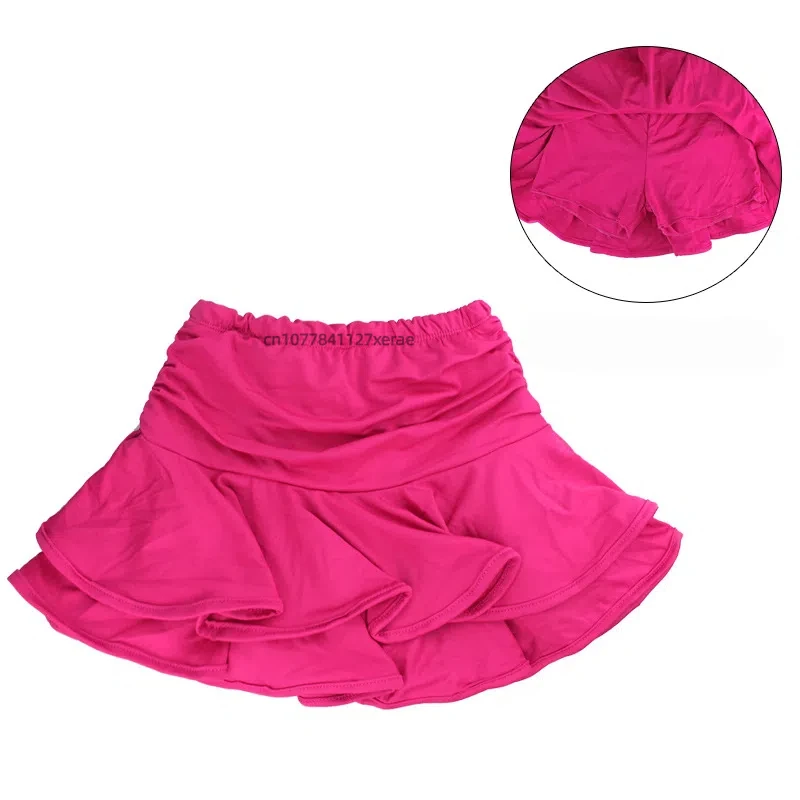 Children's Latin Dance Costume Leopard Print Milk Silk Half Body Latin Skirt Double-layer Practice Latin Dance Dress for Girls