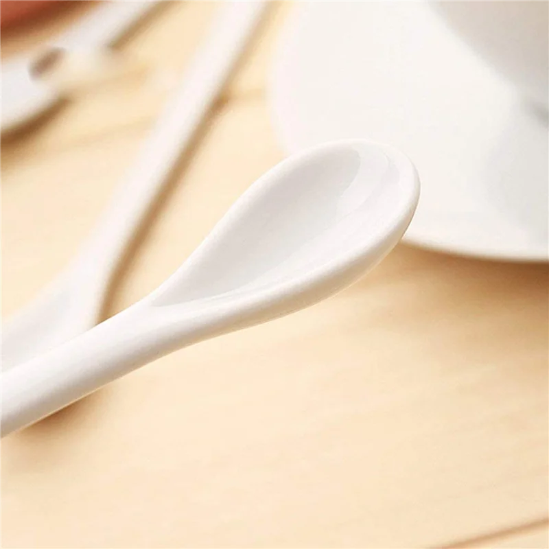 

ABPQ-25PCS Белые фарфоровые ложки для яиц Ложки Кофейная ложка Десертная ложка Мокко Подавительная ложка
