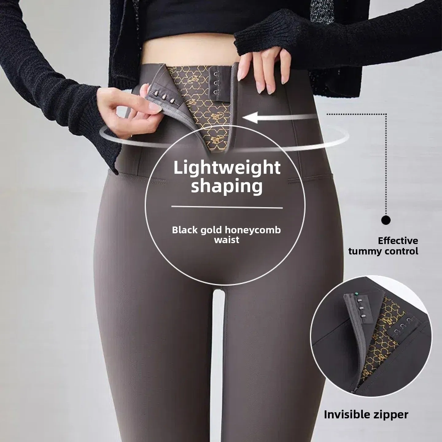 ハイウエスト Thiened Fce ジッパー アークスキン パンツ ヨガパンツ 腹部用 レディース アウター 秋冬 Naxizi VCIA79837