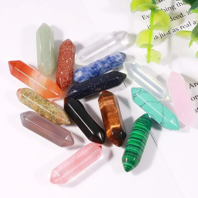 1pc Hexagonal Columns Natural Stone and Crystals 32x8mm Stones Meditation Gemstones Pendulum Quartz Healing Chakra Minerals S25