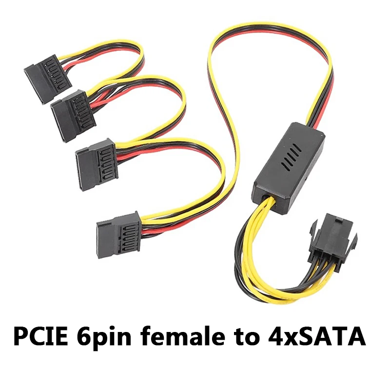 PCIE 6P ถึงฮาร์ดไดรฟ์สายไฟ 12V ไปยัง SATA hard drive สาย PCIE 6p หญิง 2.5 นิ้ว 3.5 นิ้วฮาร์ดไดรฟ์ 12V และ 5V