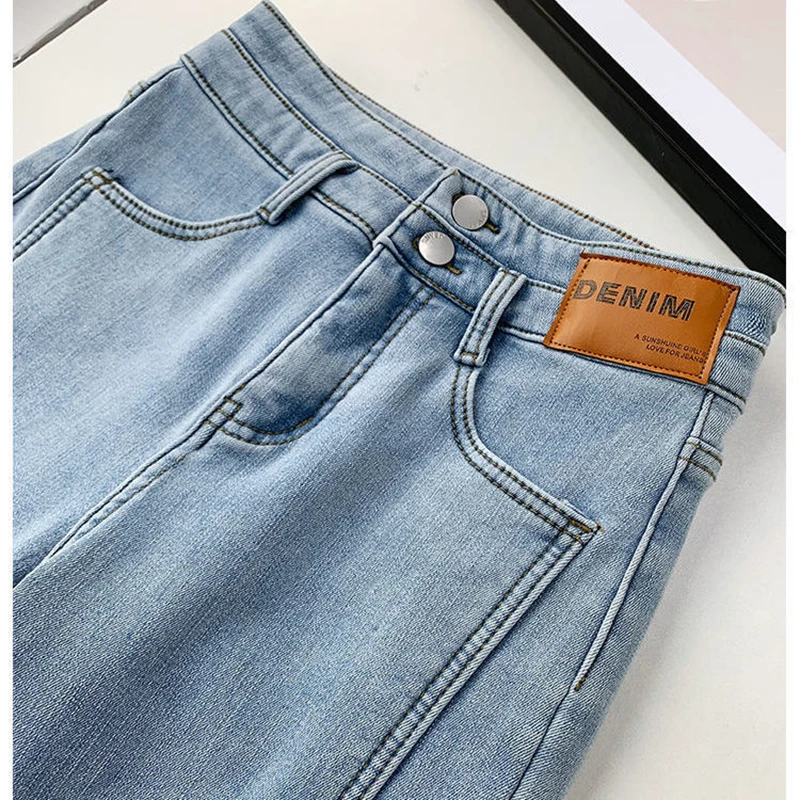 Thick Winter Denim Flare Pants Women Korean Fashion High Waist Stretch Jeans Plus Velvet Slim Split Bell-Bottomed Pantalones