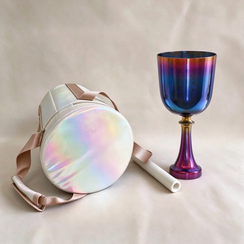 432Hz Alchemy Crystal Singing Goblet, Handheld Quartz Chalice Bowl with Mallet Carry Bag for Chakra Sound Healing Meditation