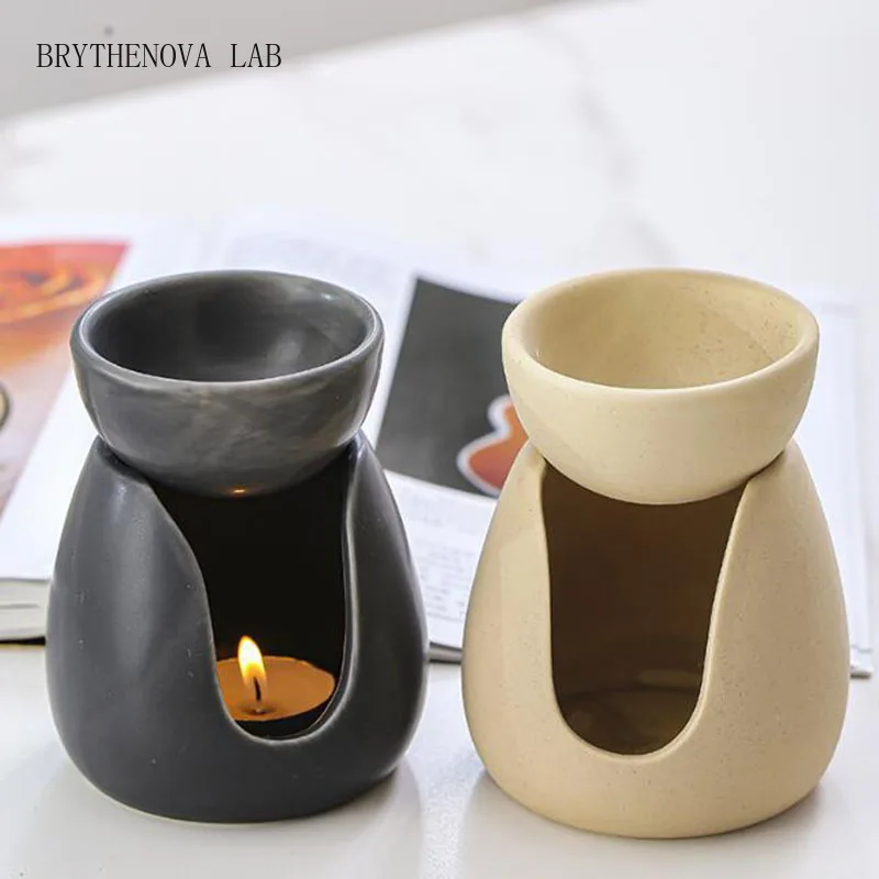 Ceramic Candle Aroma Burner Essential Oil Furance Yellow Black Color Fragrance Censer for Home Decor