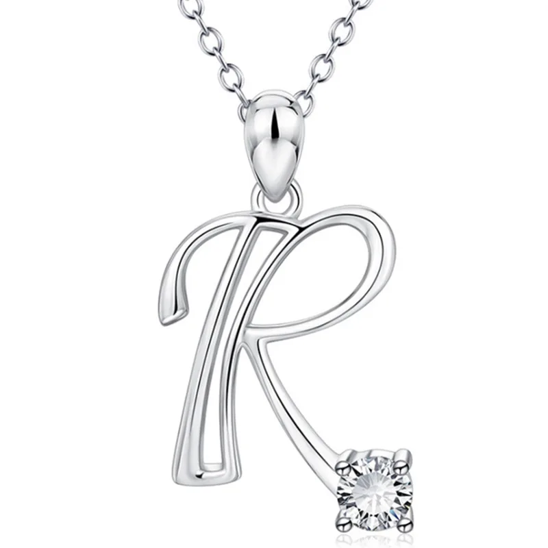 Initial Necklace 925 Sterling Silver Artistic Letter Pendant 26 Alphabet Necklace for Women