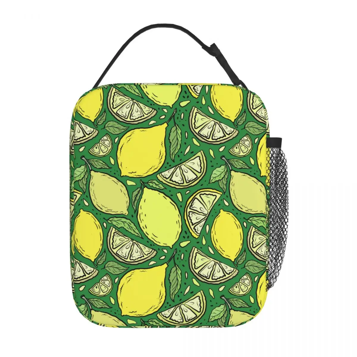 

Abstract Lemons Fruits And Leaves Product Insulated Lunch Bag For School Food Storage Bag Portable Cooler Thermal Lunch Boxes