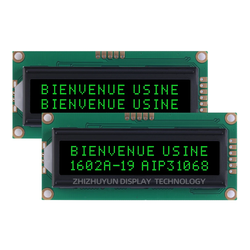 Módulo de interface linha dupla BTN, filme preto, texto amarelo, tela de caracteres, controlador europeu, AIP31068, tela LCD 5V, 1602A-19