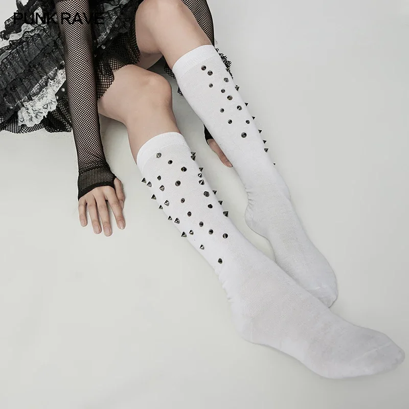 PUNK RAVE Women\'s Punk Shabby Leg Sleeve Hole Elastic Knitt A-word Hem Winter Warm Furry  Warmers Knee  Accessories