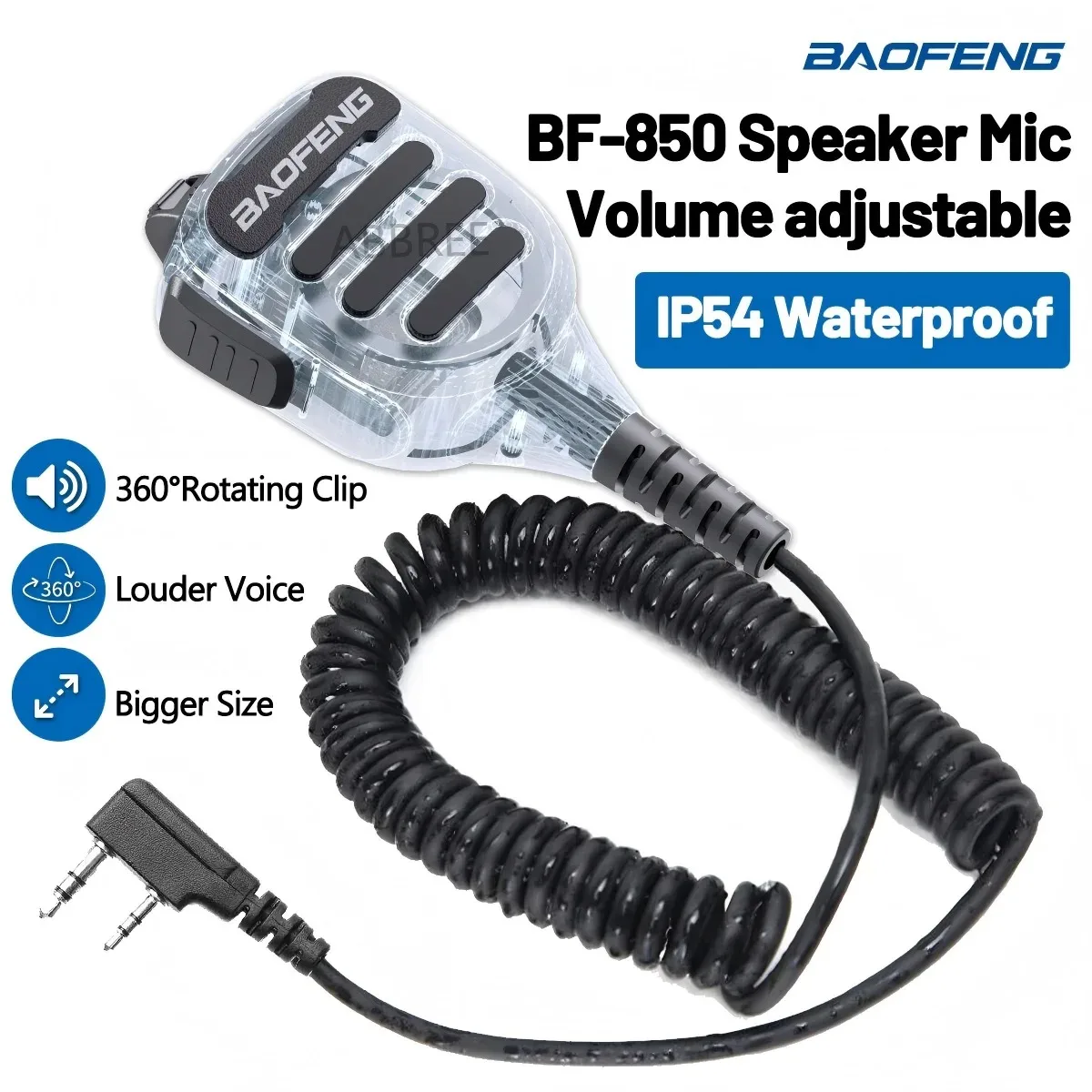 BAOFENG Handheld Speaker Mic Adjustable Volume Shoulder Microphone for Baofeng Kenwood BTECH Retevis TYT Two Way Radio