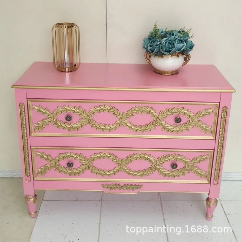 Factory wholesale American doorlight luxury pink living room decorative cabinet sofa side cabinet European door cabinet
