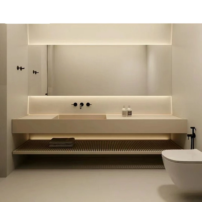Haute couture light luxury and simple, integrated basin bathroom cabinet combination washing face basin wall-mounted art basin