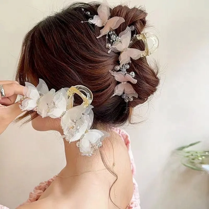 

Butterfly Women's Large New High end Sweet Hairdressing Clip with Back of Head Coiled Hair Ornament Shark Clip