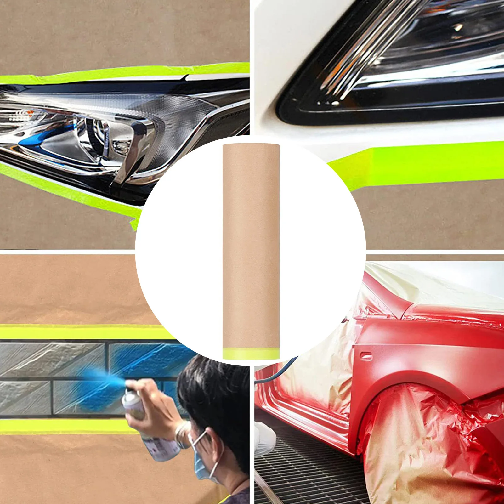 Paint Protect Cover Spray Paint Masking Paper Plastic Kraft Paper Film Barrier Car Renovation Protective Tapes