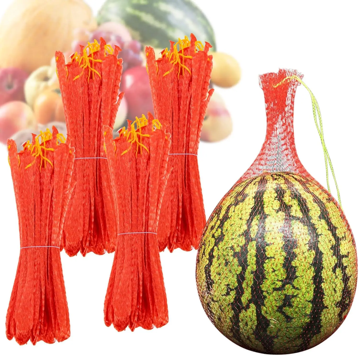 

40pcs Heavy Duty Watermelon Nets - Reusable Melon Hammock for Garden Trellis, 17.7inch Red