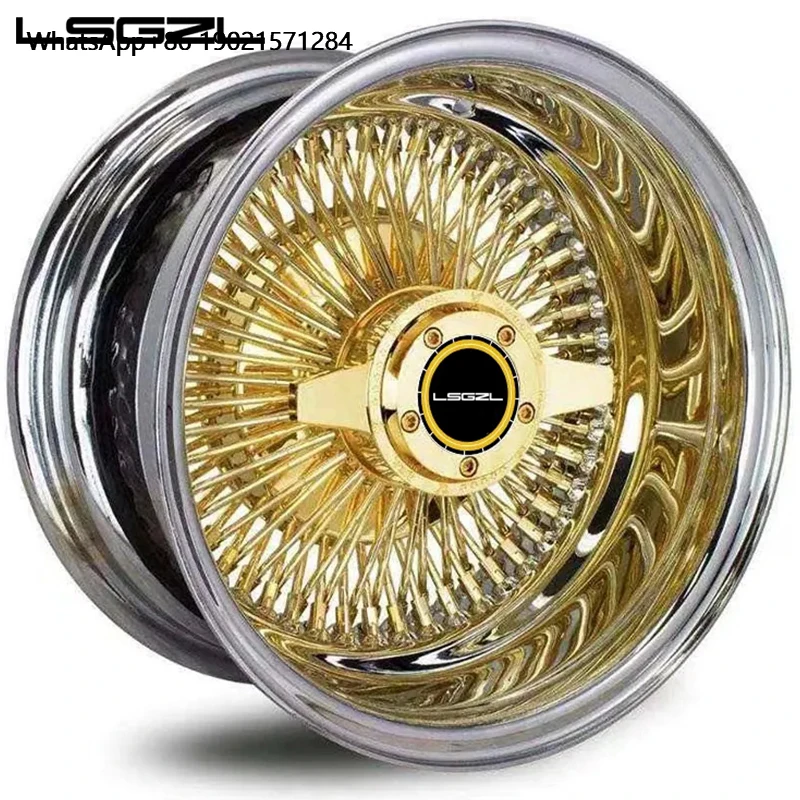 Custom Chrome Gold Steel Wire Spoke Wheel 5x120 5x114.3 5x130 20 22 24 26 28 Inch Passenger Car Rims Forged Wheel Rims