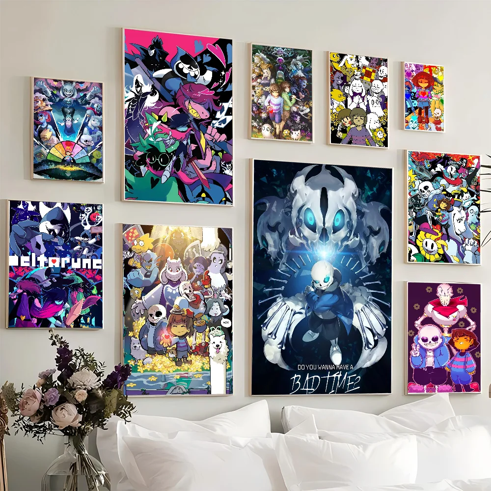 Anime Designs Game Undertale Vintage Posters Sticky Vintage Room Home Bar Cafe Decor Kawaii Room Decor