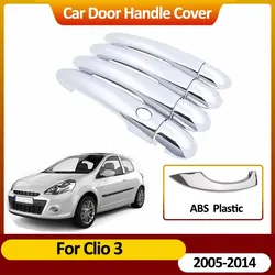 For Renault Clio 3 III 2005~2014 Chrome Door Handle Covers Stickers  Auto Exterior Scratch Resistant Car Decorate Accessories