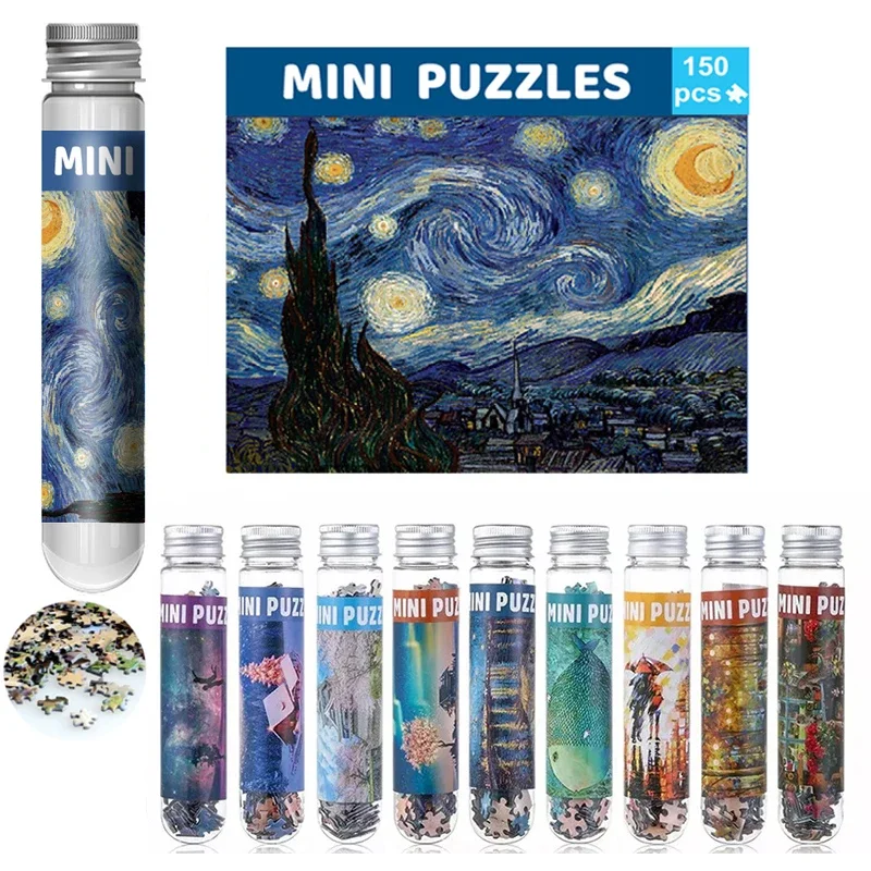 16style 150pc Mini Children Puzzles for Adults Micro Jigsaw Test Tube Tiny Puzzle Challenging Puzzle Difficult Game Gift for Kid