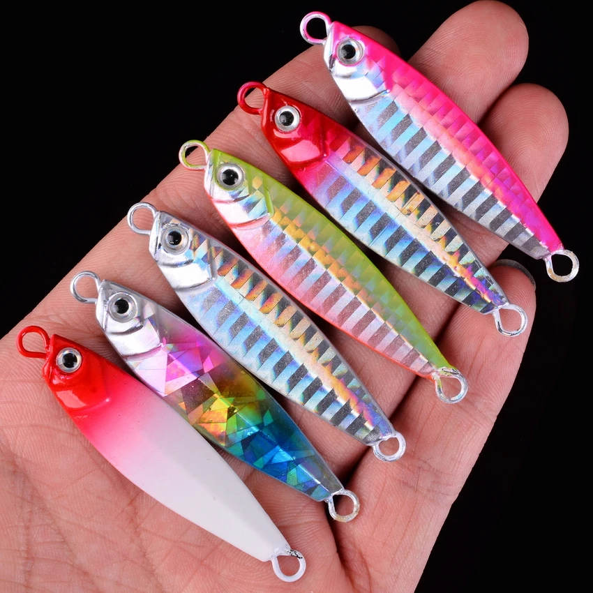 Leurre de pêche en métal dur, corps laser, appâts coulants, matériel de pêche à la carpe, Spinner Jig, 7g, 10g, 15g, 20g, 30g, 40g, eau salée