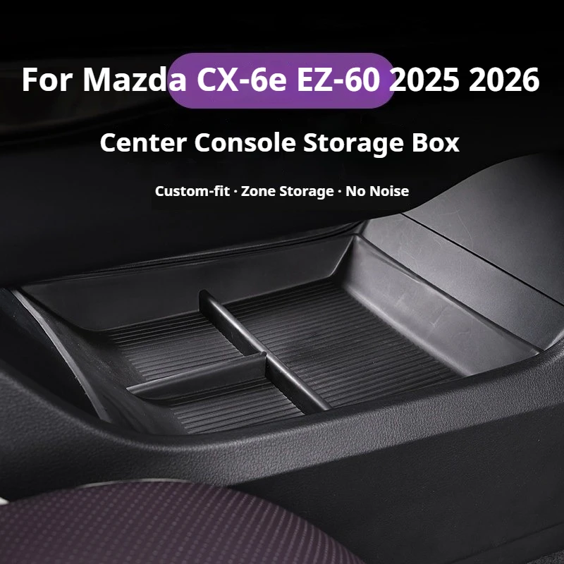 For Mazda CX-6e EZ-60 2025 2026 Under Center Console Storage Box TPE Central Control Car Interior Organizer Accessories