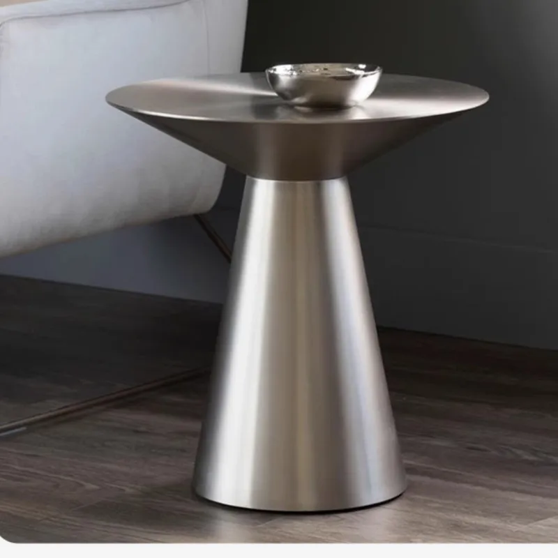 Stainless Steel Titanium Small Coffee Table Ins Home Small Household Side Table Italian Round Corner Table Coffee Tables