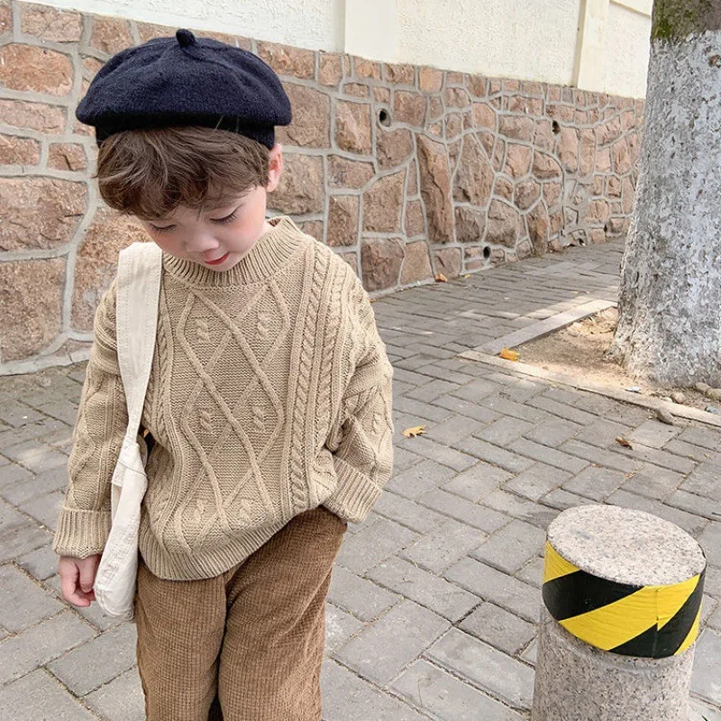 男の子用ウールセーターコットンニット2022,ウォーム,厚手のベルベット,冬と秋のギフト,子供服