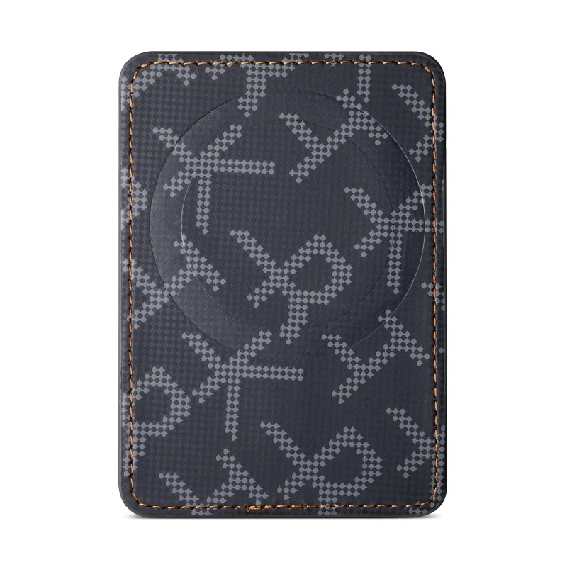 Ultradünnes PU-Leder-Portemonnaie mit zwei Kartenfächern für MagSafe, magnetischer Kartenhalter, geometrisches Buchstabenmuster, für iPhone und Samsung-Serien. – Detail 9