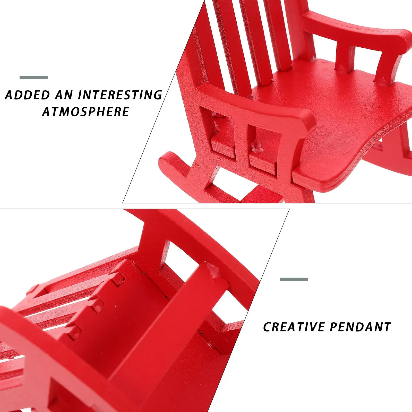 Mini cadeira de balanço de madeira, enfeites para decoração de árvore de natal, modelo de móveis minúsculos, acessórios para casa diy, pingente criativo