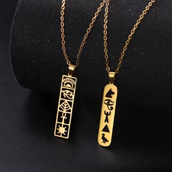 LIKGREAT Amulet Pendant Square Egyptian Ankh Hieroglyphs Necklaces Eye of Horus Ancient Egypt Goddess Wings Protection Jewelry