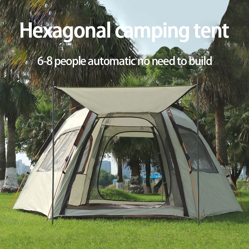 

Outdoor tent Portable quick park picnic emergency tent hexagonal tent thickened camping equipment sun protection