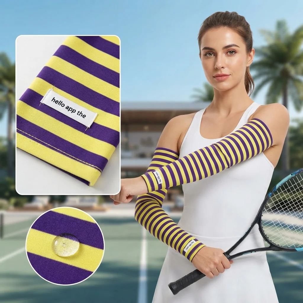 Summer Outdoor Cycling Women's Loose Version Color Block Striped Sun Protection Sleeve Covers Fingerless Arm Protectors