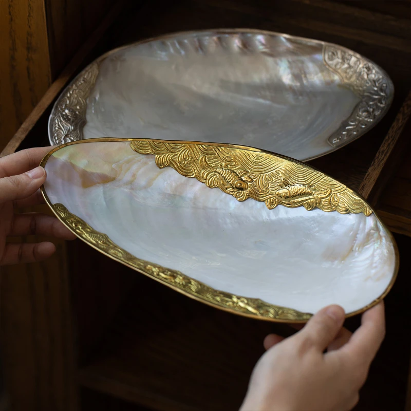 Creative Natural Shell Tray Jewelry Cosmetics Storage Tray Light Luxury Home Furnishings Living Room Decoration image 2