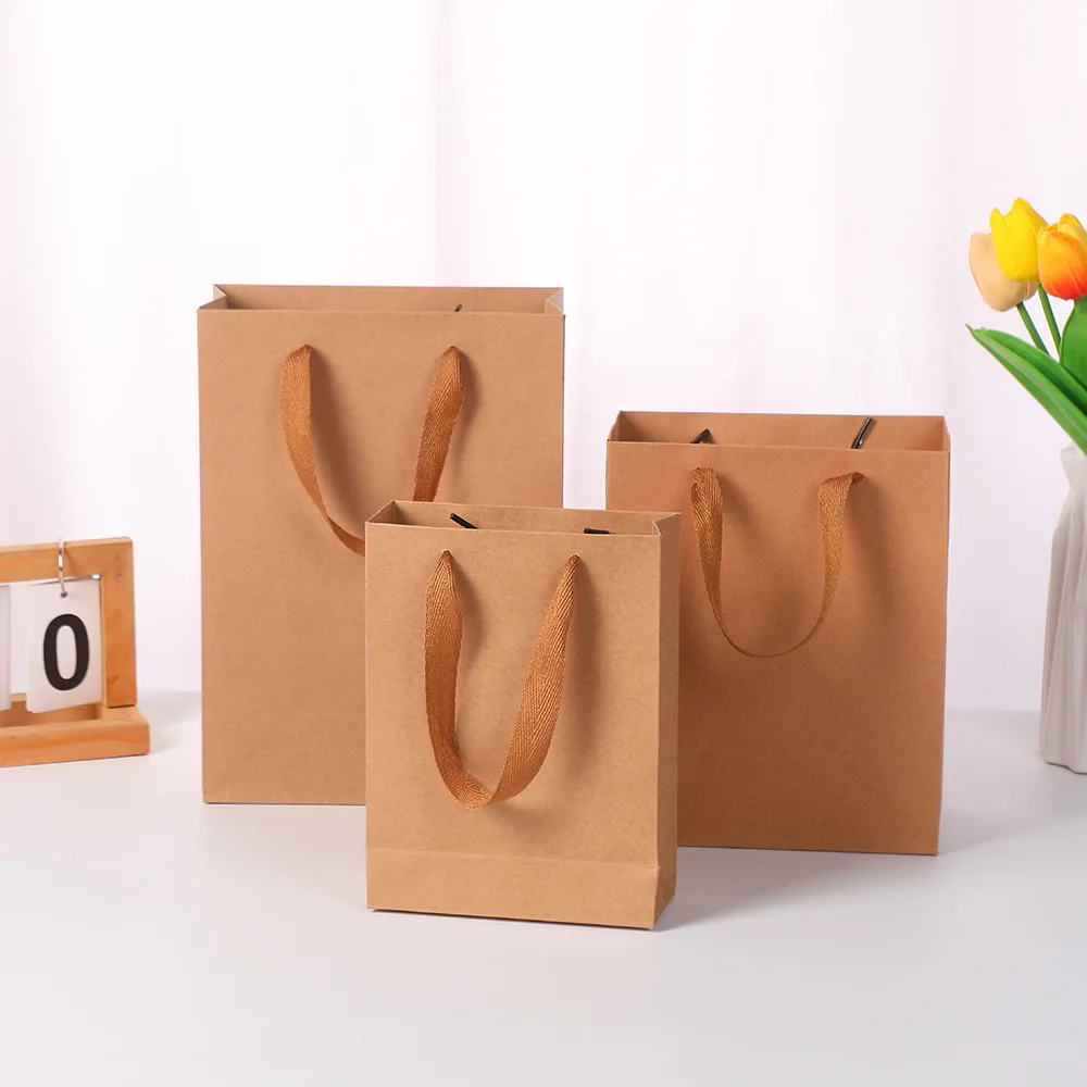 12PCS Multi-Size Kraft Paper Bags Multi-color Clothing Gift Bags Advertisement Bags Logo Thickened Tote Bags