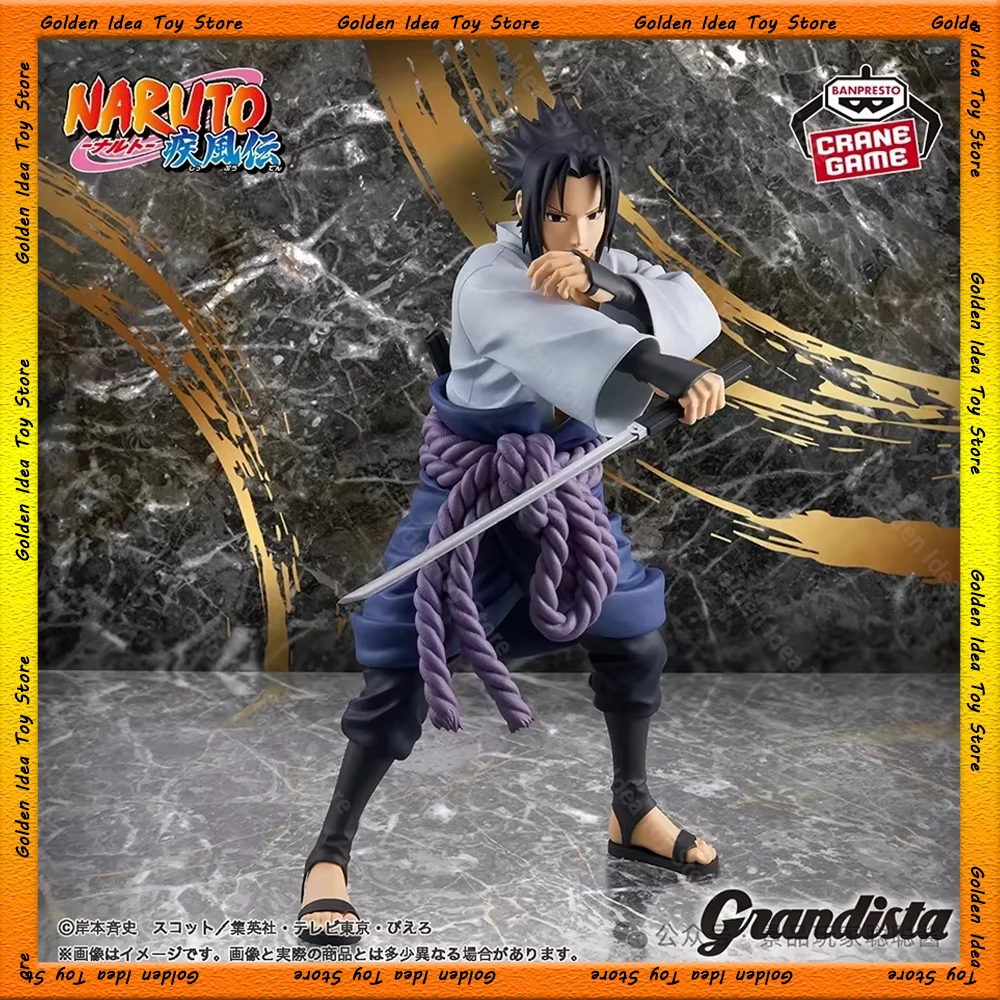 Original Banpresto Action Figurine Naruto Grandista Uchiha Sasuke Shippuden Anime Figure Collectible Toys Model Doll Kids Gift