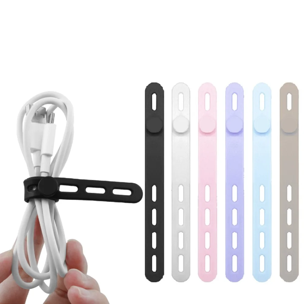 

24PCS New High Elasticity Cord Organizer Durable 24Pcs Set Silicone Cable Ties Adjustable Fastening Cable Ties Home Office