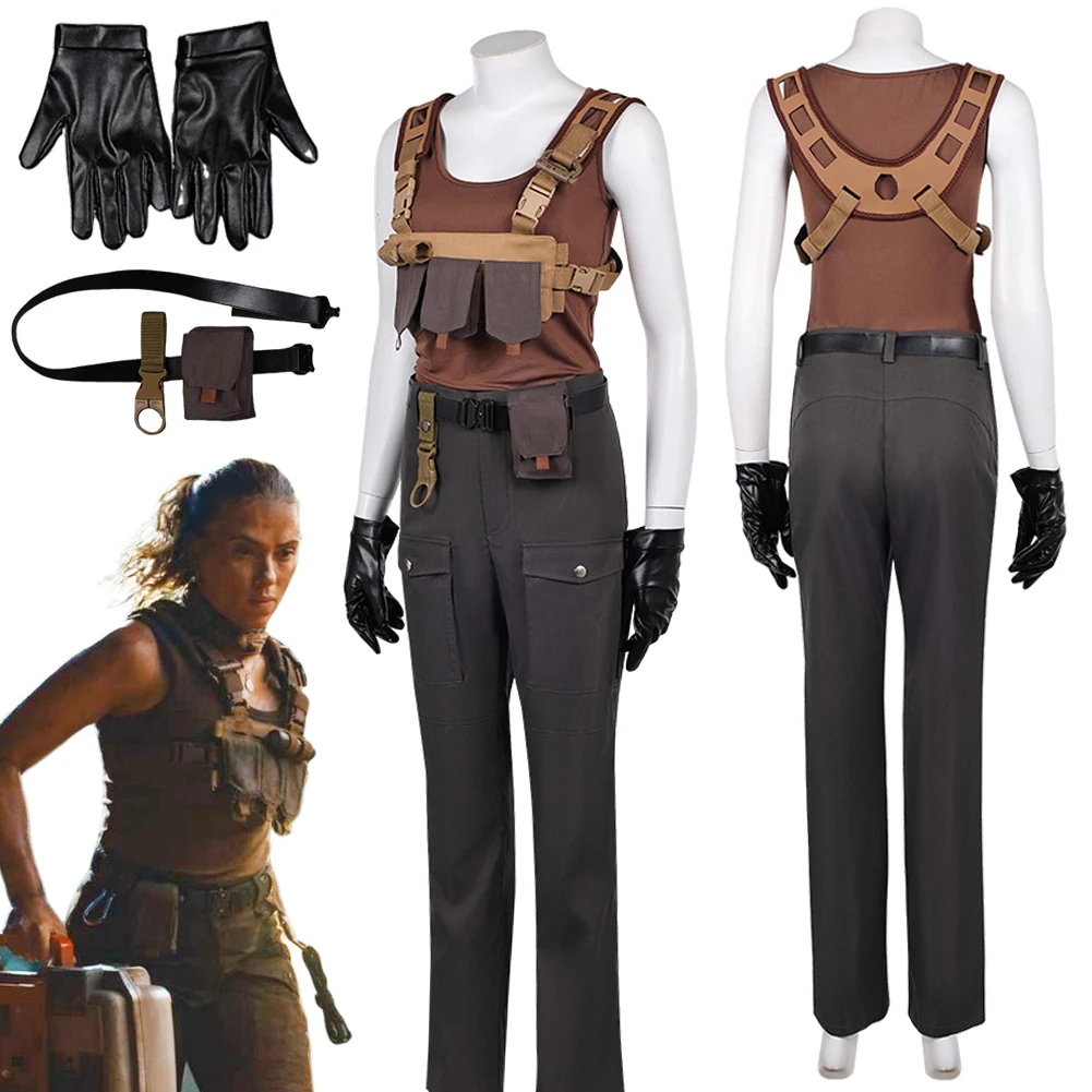 

2025 Movie Jurassic World Rebirth Cosplay Zora Bennett Top Pants Cloth Party Roleplay Costume Outfits Halloween Suits For Women